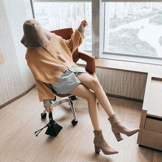 Pointy Toe Chunky-heel Short Boots