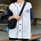 Couple Matching Short-sleeve Baseball Jacket As Shown In Figure - One Size