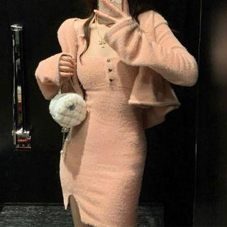 Knit Mini Bodycon Tank Dress / Cardigan