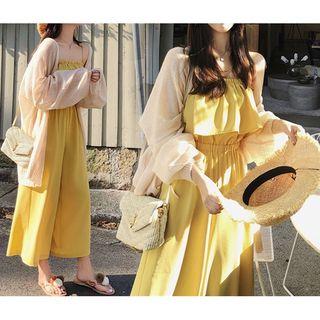 Spaghetti-strap Ruffle Trim Jumpsuit