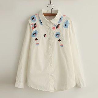 Floral Embroidered Long-sleeve Shirt
