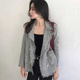 Fringed Trim Button Jacket