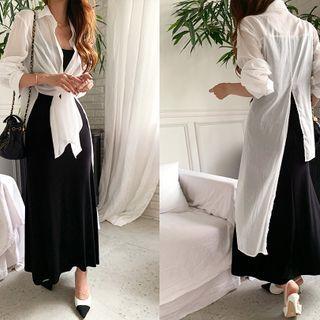 Asymmetric Sheer Shirt Ivory - One Size