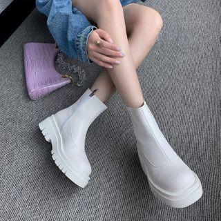 Genuine Leather Zip Platform Short Boots