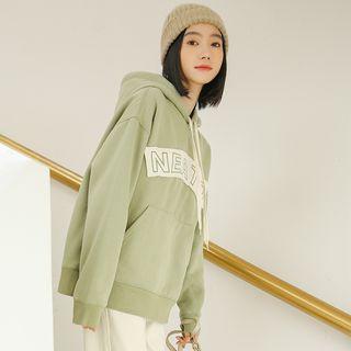 Patchwork Lettering Hooded Pullover