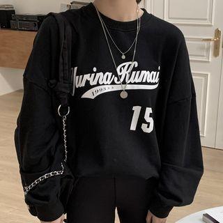 Lettering Cropped Sweatshirt Black - One Size