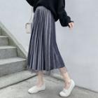 Two-way Velvet Mesh Pleated Skirt