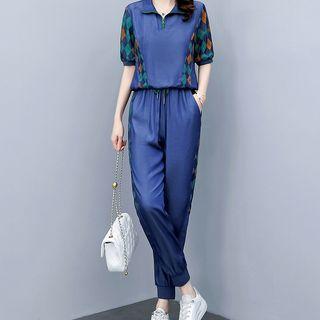Set: Short-sleeve Half Zip Top + Pants