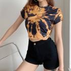 Two-tone Short-sleeve Crop Top