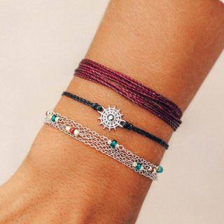 Set Of 3: String Bracelet (assorted Designs) 2321 - One Size