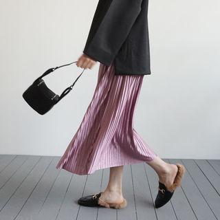 Satin Long Pleated Skirt