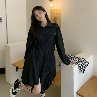 Irregular Drawstring Shirtdress