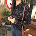 Single-breasted Long-sleeved Floral Print Blouse