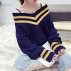 V-neck Striped Boxy Sweater