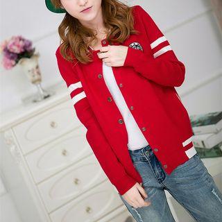 Striped Knit Baseball Jacket