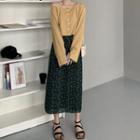 Long-sleeve Top / Floral Print Maxi Skirt