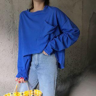 Long-sleeve Pocket Dip Back T-shirt