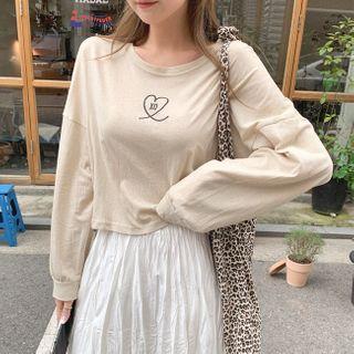 Drop-shoulder Printed Cropped T-shirt