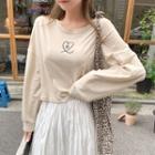 Drop-shoulder Printed Cropped T-shirt