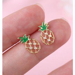 S925 Silver Rhinestone Pineapple Stud Earring