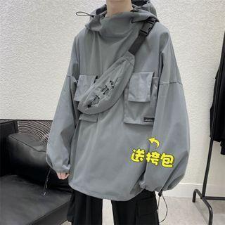 Long Sleeve Pocket Detail Hoodie With Bag