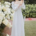 Long-sleeve Crisscross Midi A-line Dress