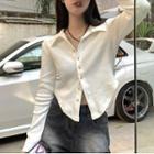 Collar Button-up Cropped T-shirt