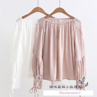 Tie-up Sleeve Crinkle Blouse