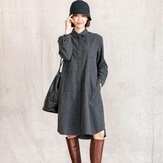 Side-pocket Fleece Shirtdress