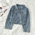 Washed Loose-fit Cropped Jacket