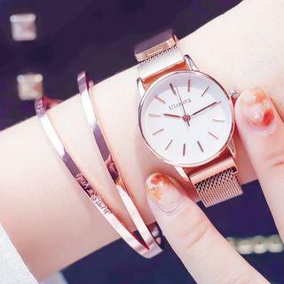 Set: Milanese Strap Watch + Open Bangle