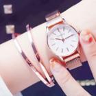 Set: Milanese Strap Watch + Open Bangle