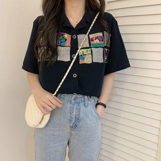 Short-sleeve Tree Embroidered Polo Shirt
