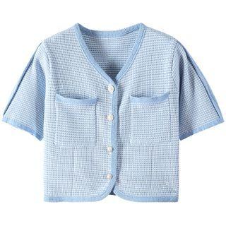 Short-sleeve Pocketed Cardigan