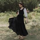 Mock-two Piece 3/4-sleeve Midi Dress