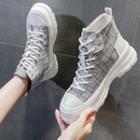 Platform Lace-up Canvas High-top Sneakers