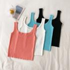 Embroidered Sleeveless Slim-fit Crop Top