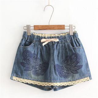 Denim Embroidered Skort