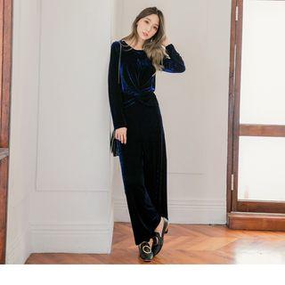 Knotted Hem Velvet Top