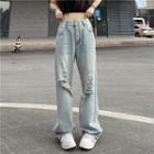 Mid-rise Distressed Washed Loose-fit Jeans