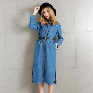 Open Back Denim Shirt Dress
