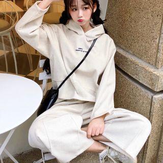 Set: Lettering Hoodie + Wide Leg Pants