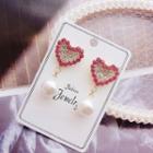 Faux Pearl Heart Earring A08 - 14gold - Silver Pin - One Size