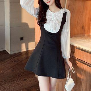 Set: Puff-sleeve Dress + Shorts