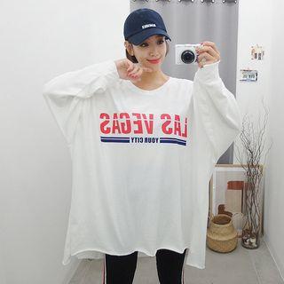 Plus Size Letter-printed Dip-back T-shirt