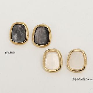 Faux-gem Square Ear Studs