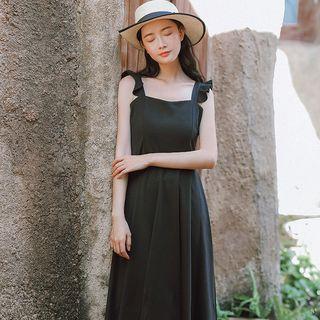 Ruffle-strap A-line Midi Dress