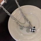 Bear Checker Pendant Alloy Necklace Black & White - One Size
