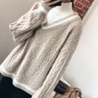 Cable-knit Mock Two-piece High Neck Sweater