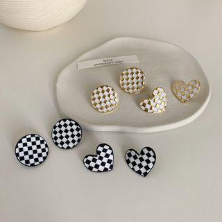 Check Disc / Heart Alloy Earring